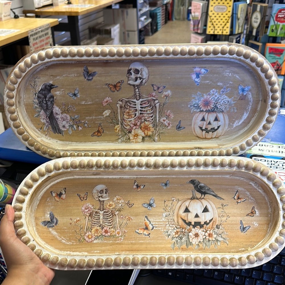 Decorative Halloween Skeleton Tray- set of 2